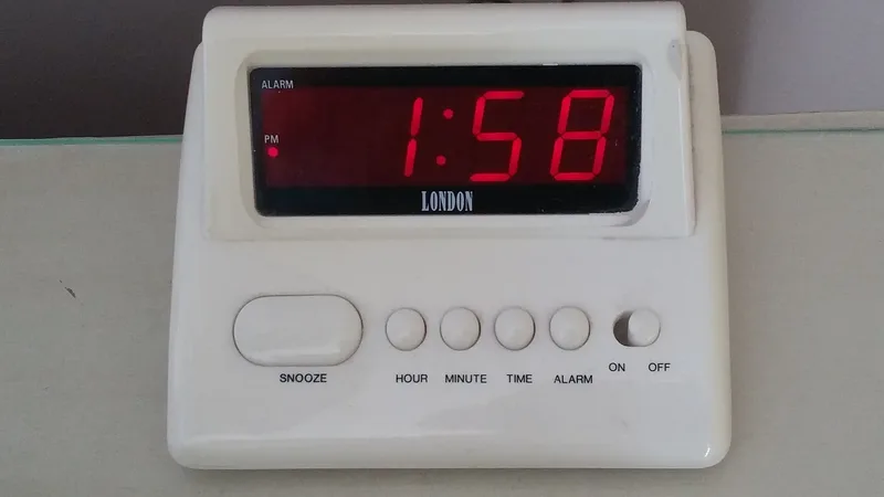 Relógio digital de mesa com visor amplo e botões frontais