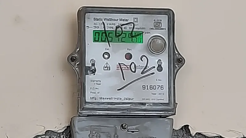 Medidor digital de energia elétrica instalado em uma parede