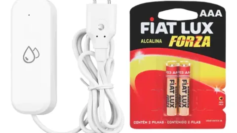 Sensor de vazamento de água com cabo e duas pilhas