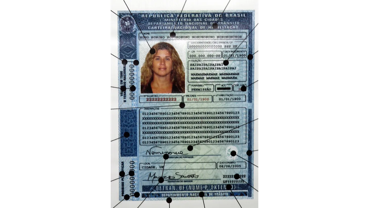 Modelo de Carteira Nacional de Habilitação brasileira usado para ilustrar a conferência da validade