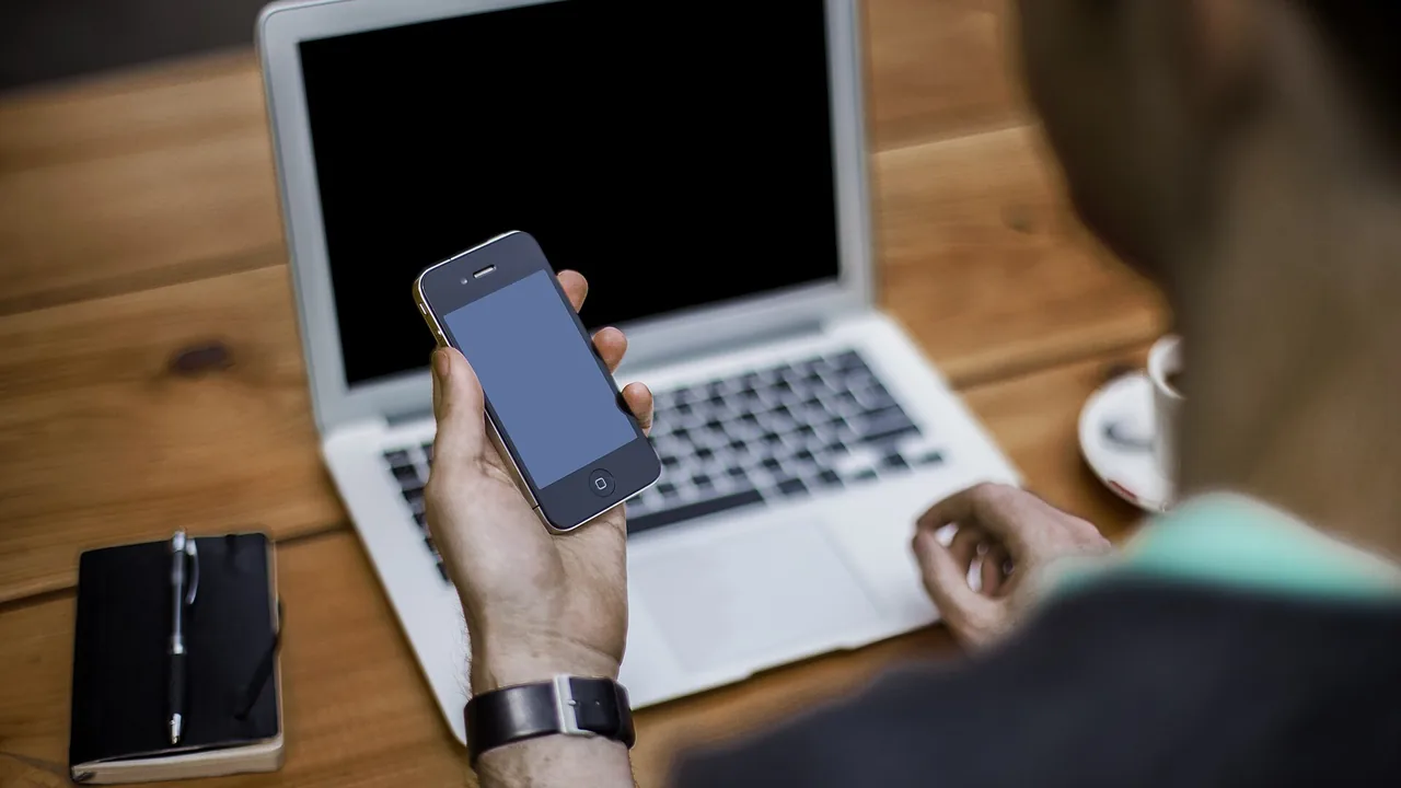 Pessoa usando celular para consultar um serviço digital