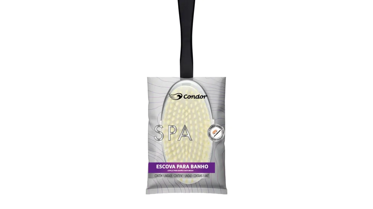 Detalhe da escova para banho Condor Spa com cabo longo e cerdas