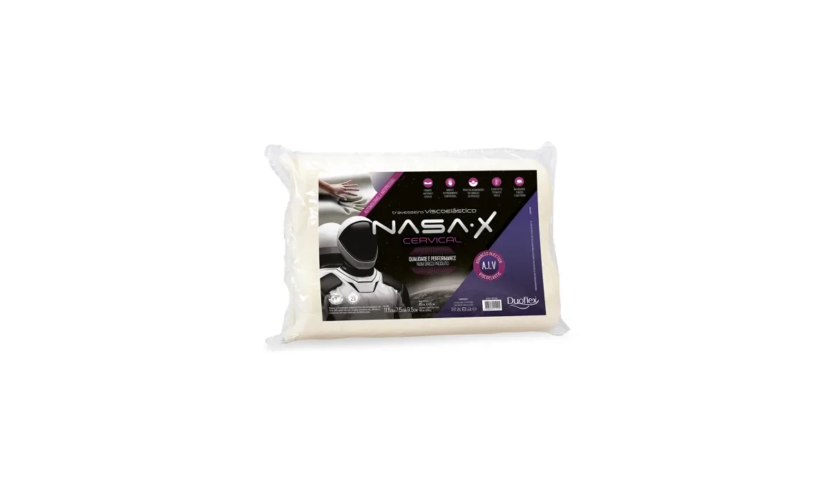 Travesseiro cervical NASA X Duoflex na embalagem