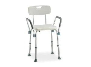 Banqueta de banho D3 Dellamed com encosto, braços e pernas reguláveis
