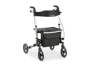 Andador D14 Dellamed de quatro rodas com assento, bolsa e freios nas manoplas
