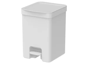 Lixeira branca de 12 litros com tampa e pedal frontal