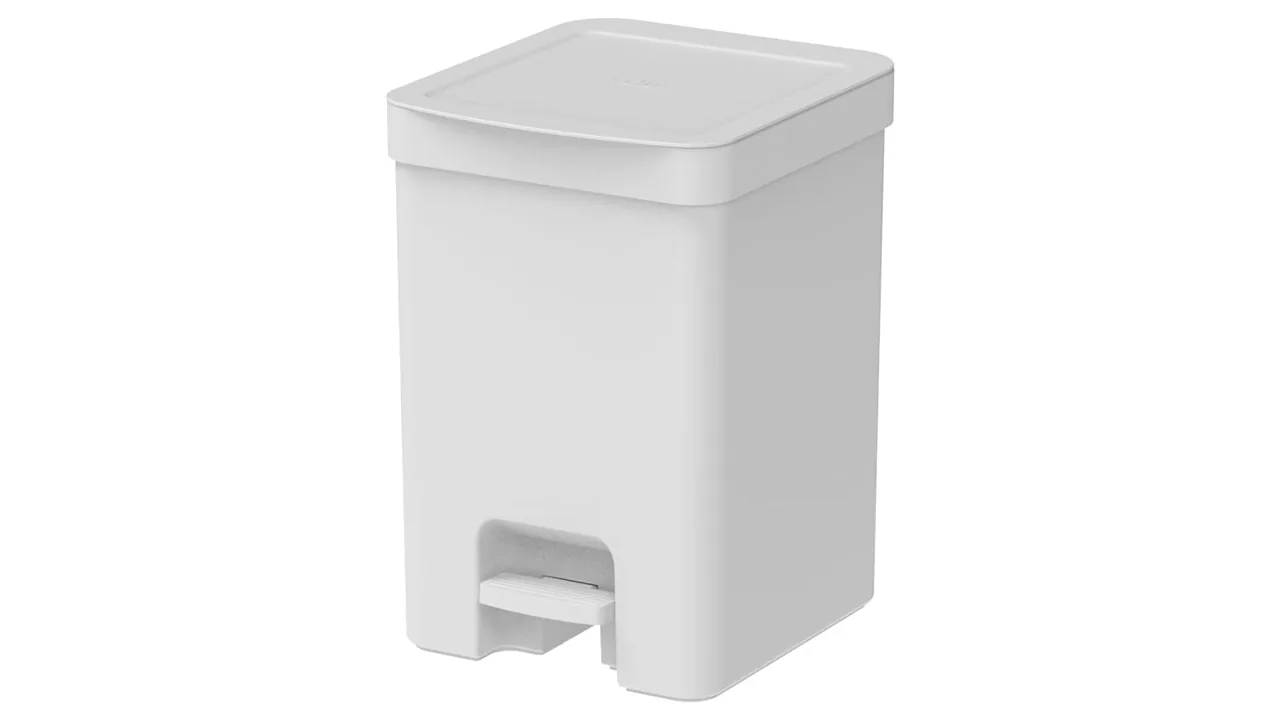Lixeira branca de 12 litros com tampa e pedal frontal