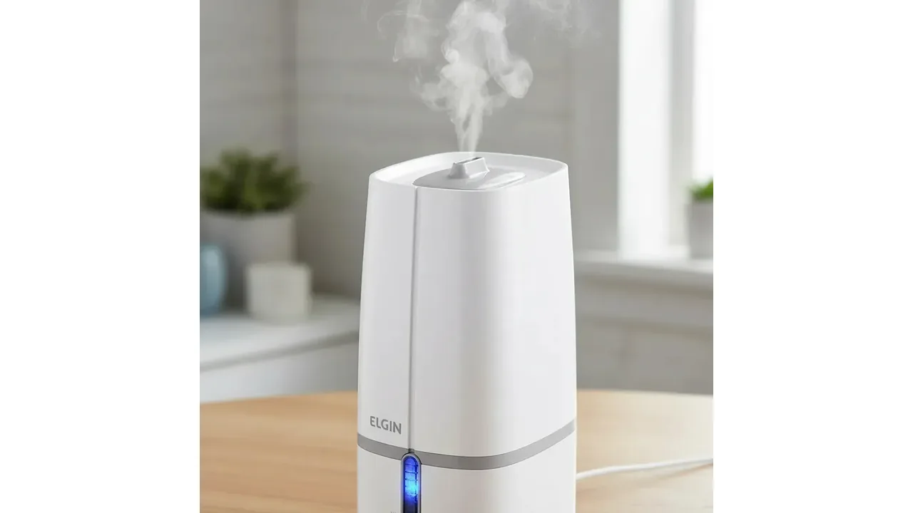 Umidificador de ar Elgin ultrassônico com névoa em ambiente doméstico