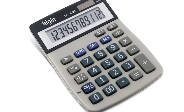 Calculadora de mesa Elgin com visor de 12 dígitos e teclas grandes