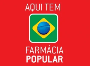Placa com a identificação Aqui Tem Farmácia Popular
