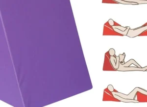 Travesseiro triangular de espuma para idosos com ilustrações de uso