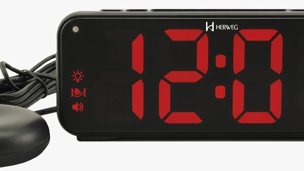 Detalhe do visor e do vibrador do despertador Herweg 2987-034