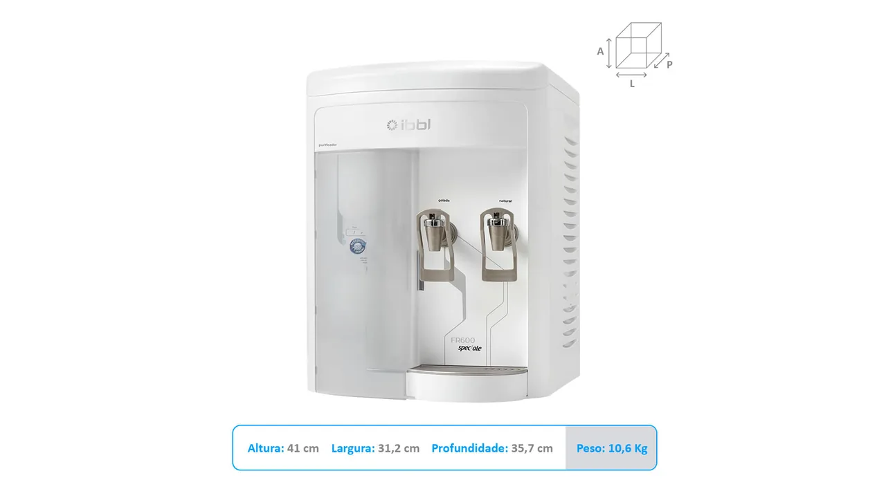 Purificador IBBL FR600 Speciale com quadro de dimensões