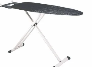Tábua de passar roupa com estrutura dobrável, suporte para ferro e altura ajustável